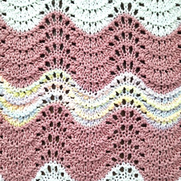 Handmade White and Pink Lap Blanket - Picture 4 of 5